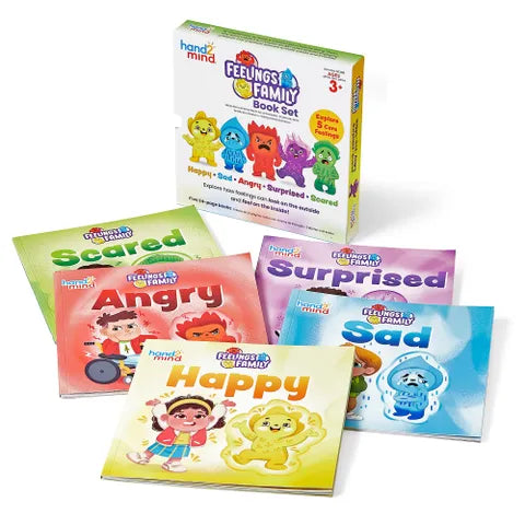 hand2mind - Feelings Family Book Set | Happy, Sad, Angry, Scared and Surprised