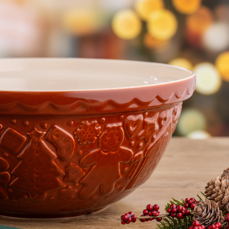 Mason Cash Gingerbread Mixing Bowl, Brown – styled kitchen view