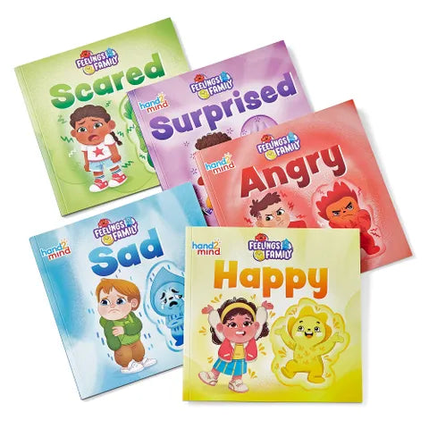 hand2mind - Feelings Family Book Set | Happy, Sad, Angry, Scared and Surprised