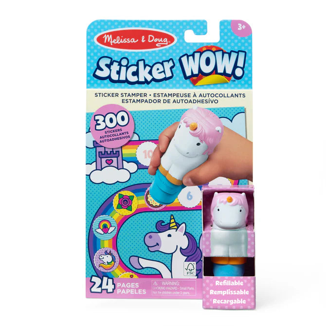 Melissa & Doug - Sticker WOW! - Bloc d'activités et tampon à autocollants - Licorne