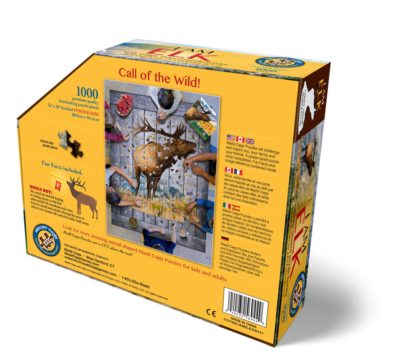 Madd Capp Puzzles – I Am Elk Jigsaw Puzzle | 1000 Pieces – back of packaging