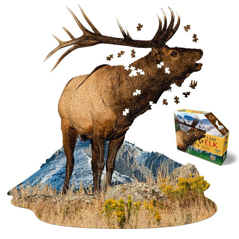 Madd Capp Puzzles – I Am Elk Jigsaw Puzzle | 1000 Pieces – puzzle and packaging