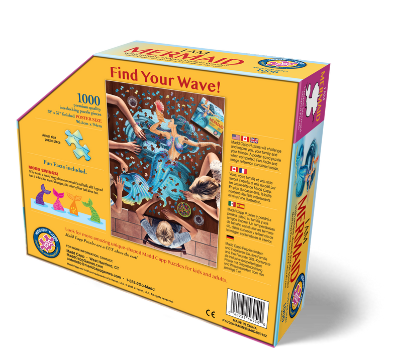 Madd Capp Puzzles – I Am Mermaid Jigsaw Puzzle | 1000 Pieces – back of packaging