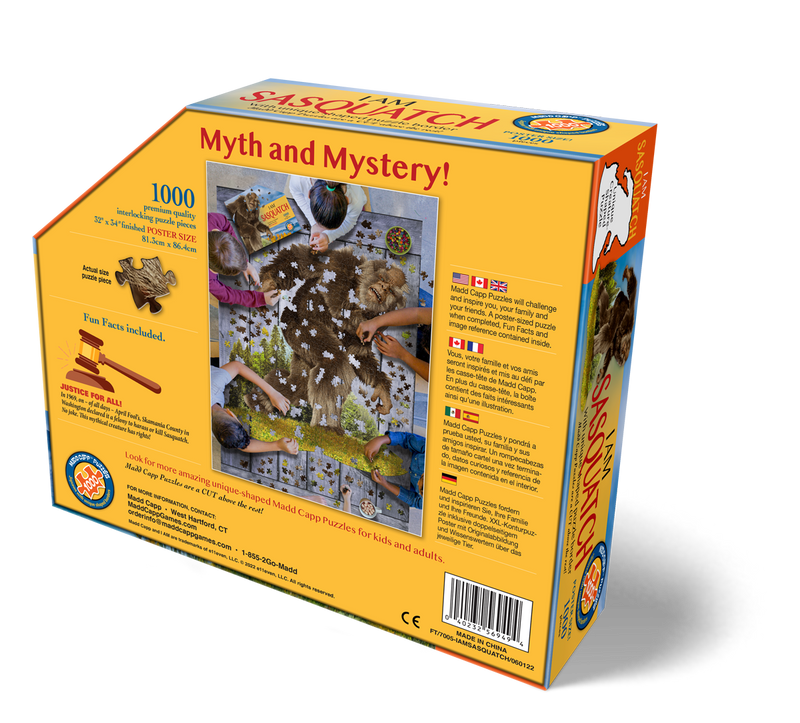 Madd Capp Puzzles – I Am Sasquatch Jigsaw Puzzle | 1000 Pieces – back of packaging