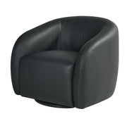 STUDIO 1811 - Harbord Swivel Armchair Ebony Faux Leather
