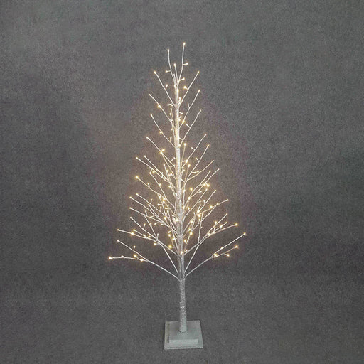 BOWRING - Silver Glitter Tree 150cm/59in | 186 Warm White LED Lights