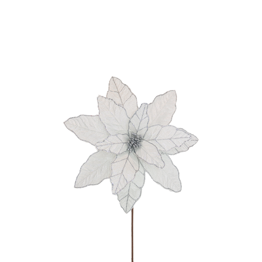 BOWRING - Poinsettia 41x50cm Silver Lurex Stem