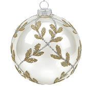 BOWRING - 10cm Laurel Cream White Ball Ornament