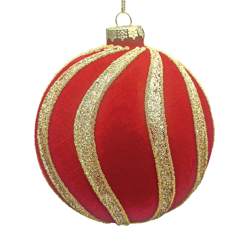 BOWRING - 8cm Spiral Red Ball Ornament