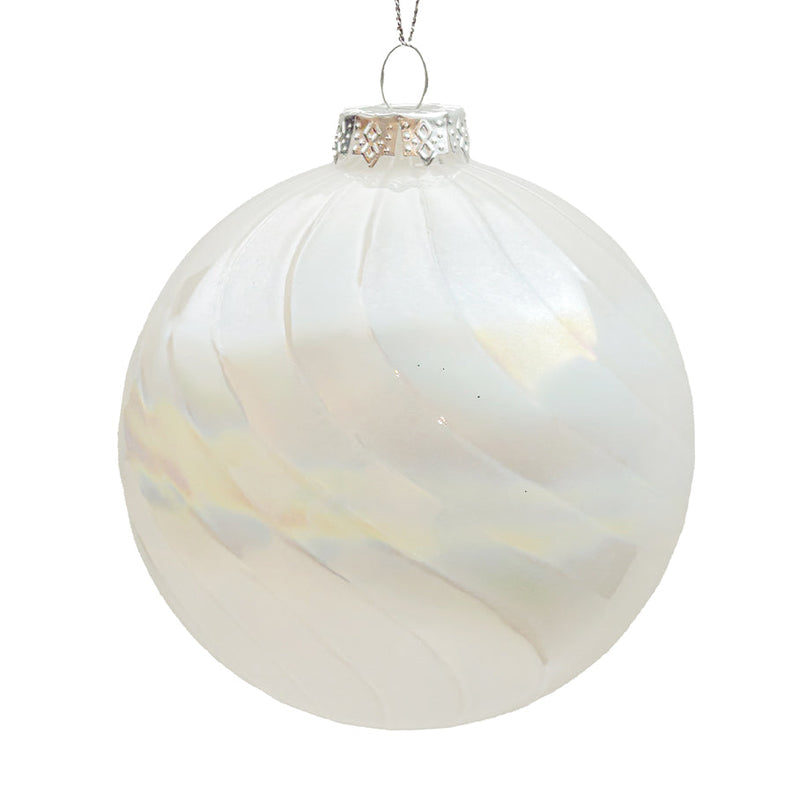 BOWRING - 10cm Neves Irridescent White Ball Ornament