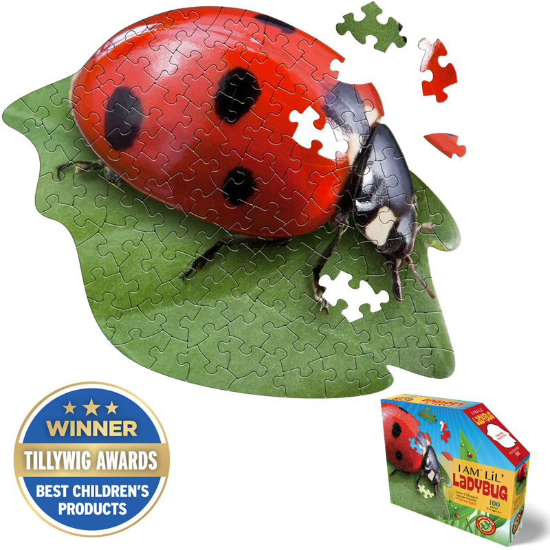 Madd Capp Puzzles – I Am Lil' Ladybug Jigsaw Puzzle | 100 Pieces – puzzle and packaging