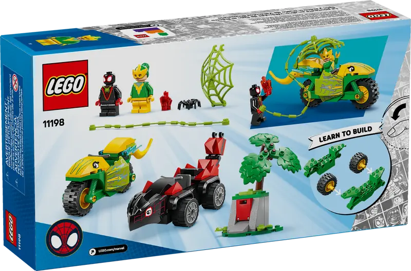 LEGO - 11198 - MARVEL - Poursuite de véhicules dinosaures Spin and Electro - 124 pièces