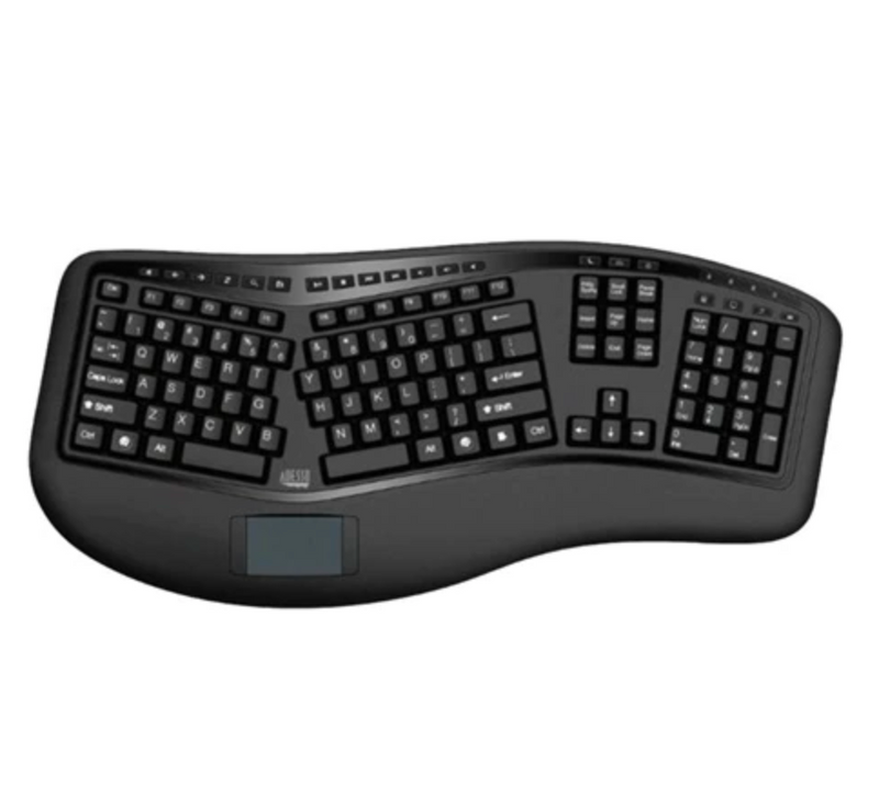 Adesso antimicrobial waterproof illuminated silicone keyboard with touchpad in black