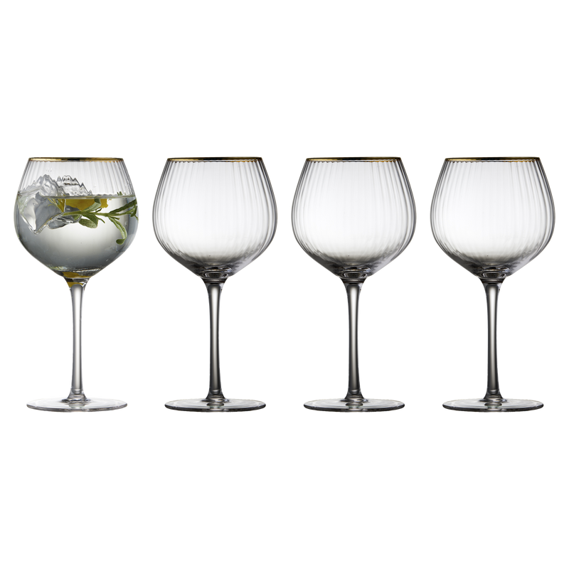 Lyngby Glas – Palermo Gold Gin & Tonic Glasses (4-Pack) – 650 mL – four-piece set