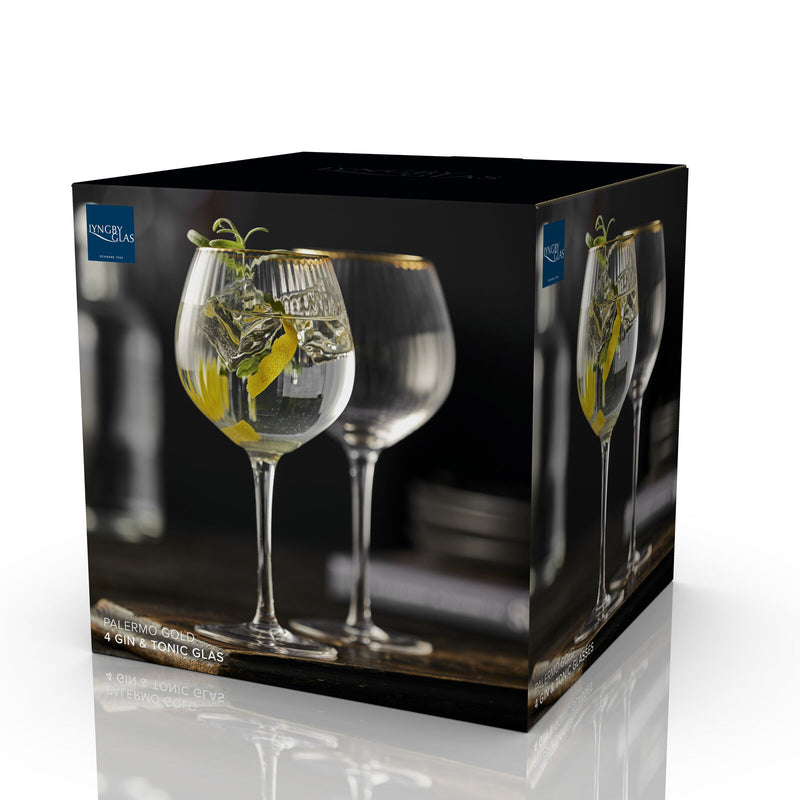Lyngby Glas – Palermo Gold Gin & Tonic Glasses (4-Pack) – 650 mL – packaging
