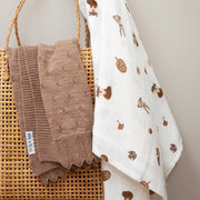 Meyco Baby Muslin Swaddle Blankets – Forest Animals Toffee – additional product detail or lifestyle view