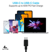 Naztech – 20W USB-C PD Wall Charger with USB-C Cable – Black | 4 ft / 1.22 m – USB-C cable charging rating