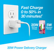 Naztech – 20W USB-C PD Mini Wall Charger – White – PD charging example