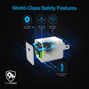 Naztech – 20W USB-C PD Mini Wall Charger – White – charging protection features