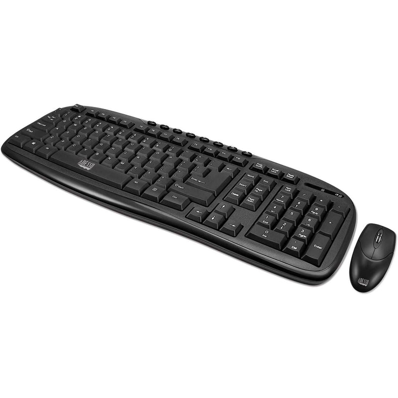 Adesso WKB-1330CB wireless spill-resistant keyboard and mouse combo in black