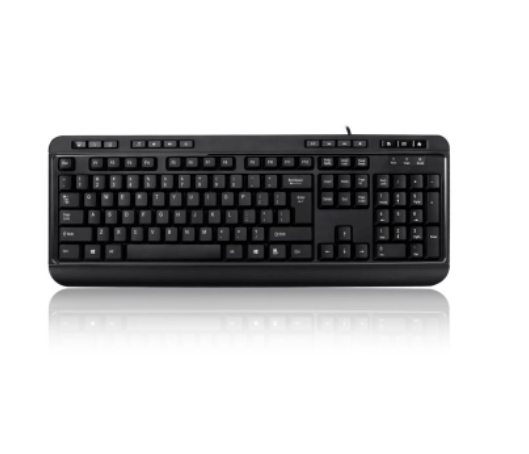 Adesso Wired Multimedia Keyboard with 3-Port USB Hub in black