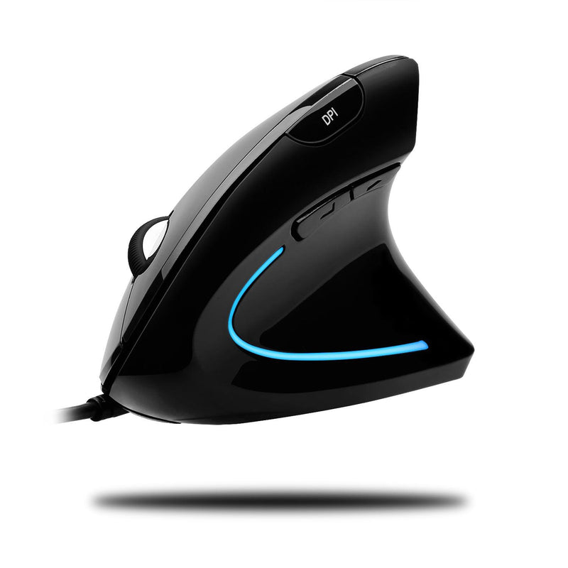 Adesso iMouse E1 Illuminated Vertical Ergonomic Wired Mouse in black