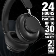 Naztech – AURA 360 ANC Wireless Over-Ear Headphones – Midnight – battery life and recharge time