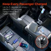 HyperGear – Chargeur de voiture 5 ports 98W Road Runner, 2 ports siège avant USB-A (18W) et USB-C (30W), 3 ports siège arrière USB-A (18W) et 2x USB-C (30W et 20W) avec câble prolongateur de 1,5 m – Noir