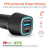 HyperGear – Chargeur de voiture 5 ports 98W Road Runner, 2 ports siège avant USB-A (18W) et USB-C (30W), 3 ports siège arrière USB-A (18W) et 2x USB-C (30W et 20W) avec câble prolongateur de 1,5 m – Noir