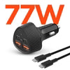 HyperGear – Car Charger 4 Port 77W 2x USB-A (12W) 2x USB-C (30W) PD PPS SpeedBoost Quick Charge with 4ft USB-C to USB-C Cable - Black