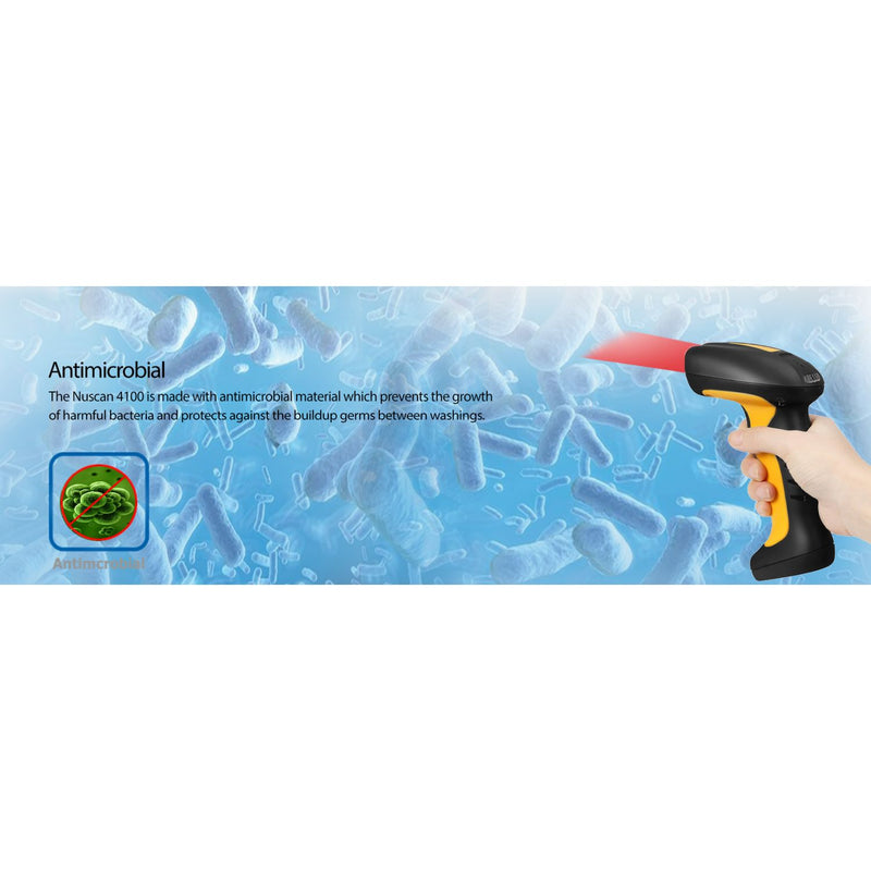 Adesso NuScan 4100B Bluetooth antimicrobial waterproof barcode scanner with charging cradle – view 16