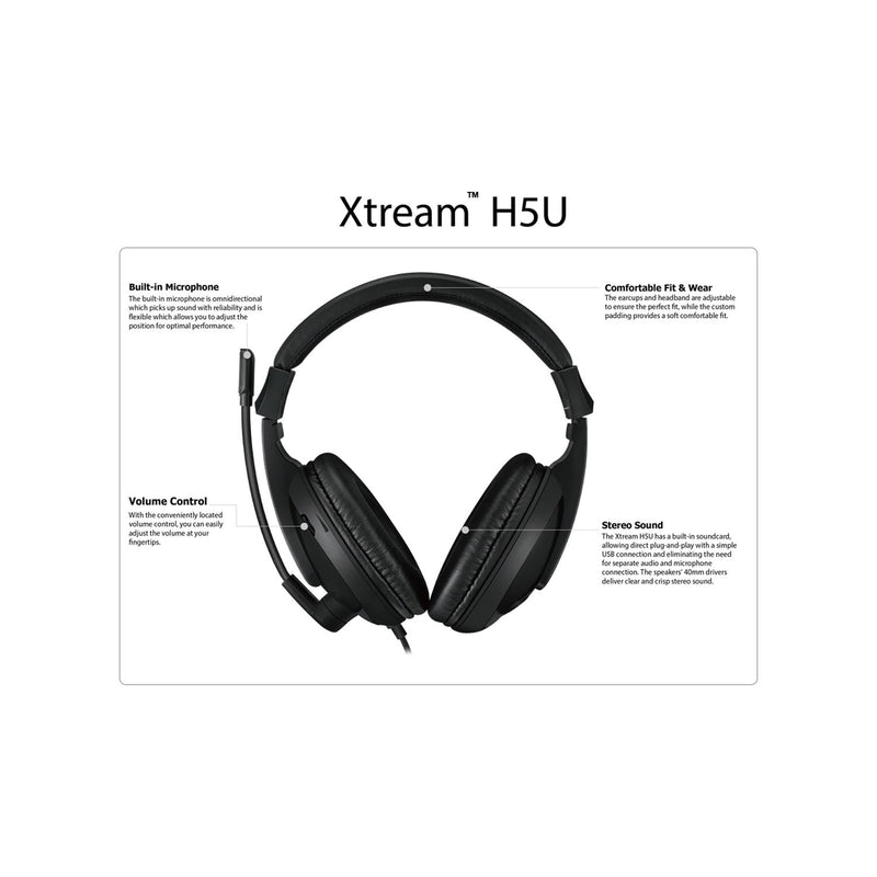 Adesso Xtream H5U USB Stereo Headset with Boom Mic in black – view 2