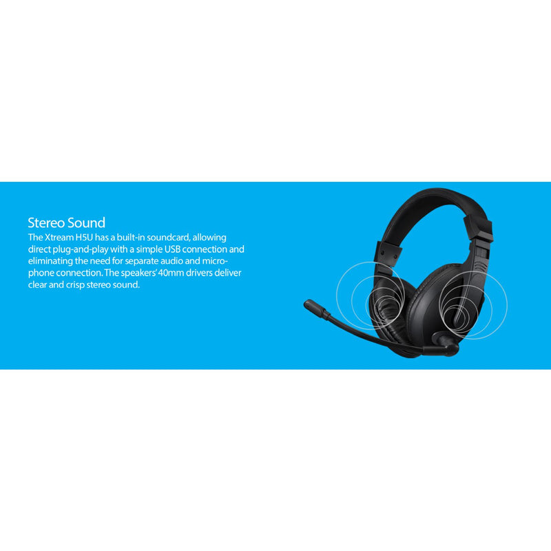 Adesso Xtream H5U USB Stereo Headset with Boom Mic in black – view 9