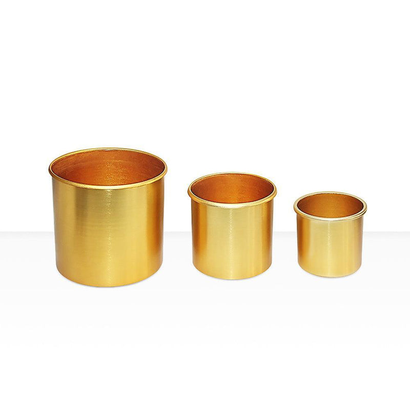 LXPRIMO set of 3 modern aluminum tabletop vases in small, medium and large