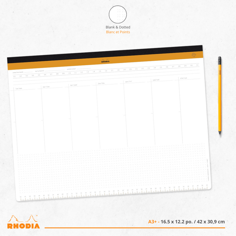 Undated Weekly Desk Pad 60 Sheets A3+ (16.5 x 12.2 in)
