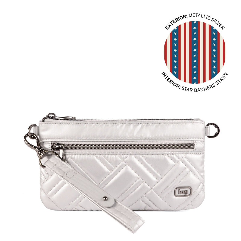Super Metro XL Wristlet with Charm Bar - METALLIC SILVER | LUG