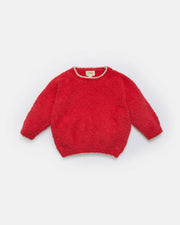 7AM - Boxy Sweater Fuzzy - Holiday Special | Ecru Crimson / 6-9M