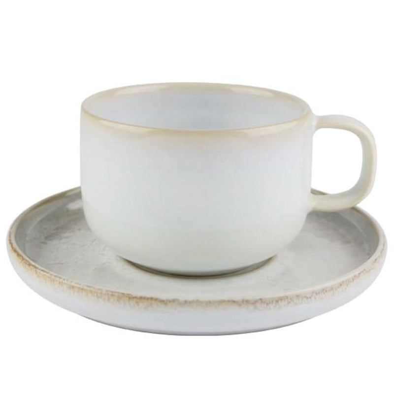 Mesa Ceramics Uno Alabaster Stoneware Tea Cup and Saucer 225 mL - product view