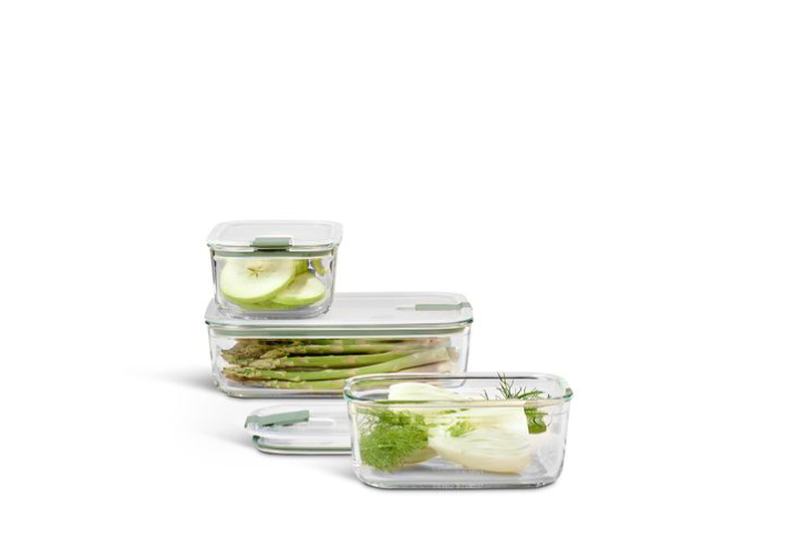 Mepal - EasyClip Rectangular Glass Box 3-Piece Set Medium (2 × 23 oz/700 mL,1 × 1500/50 oz) Nordic Sage