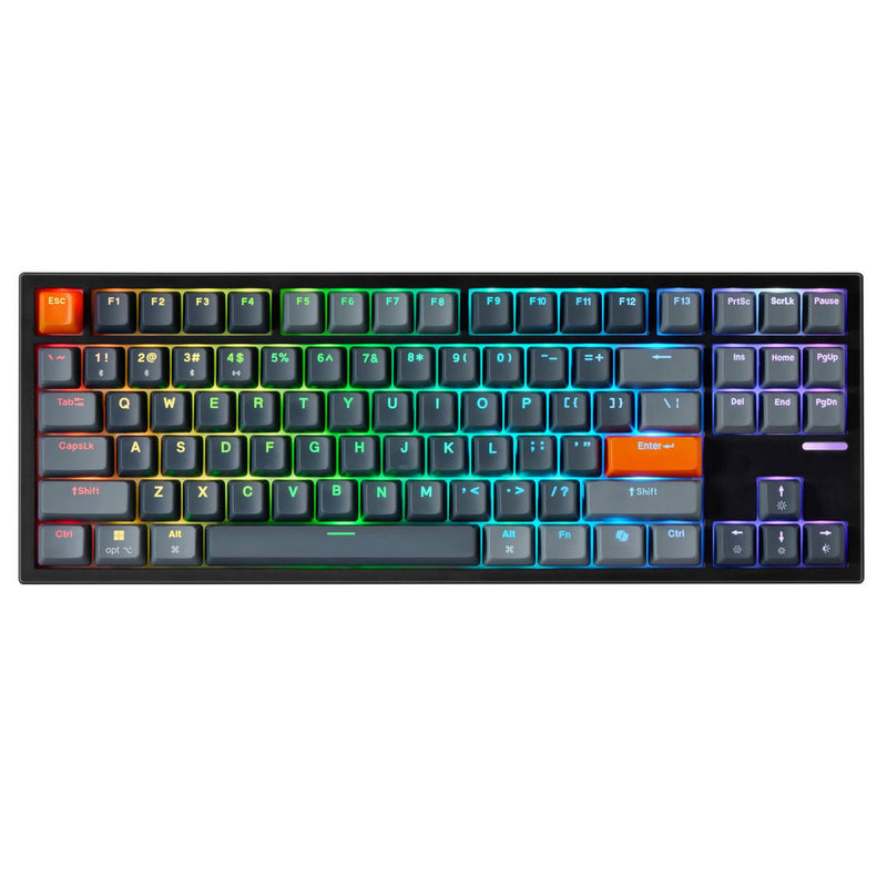 Adesso – Wired/Wireless/Bluetooth Multi-OS Illuminated Mechanical QMK VIA Compact Keyboard With CoPilot Ai Hotkey (Red Switch)