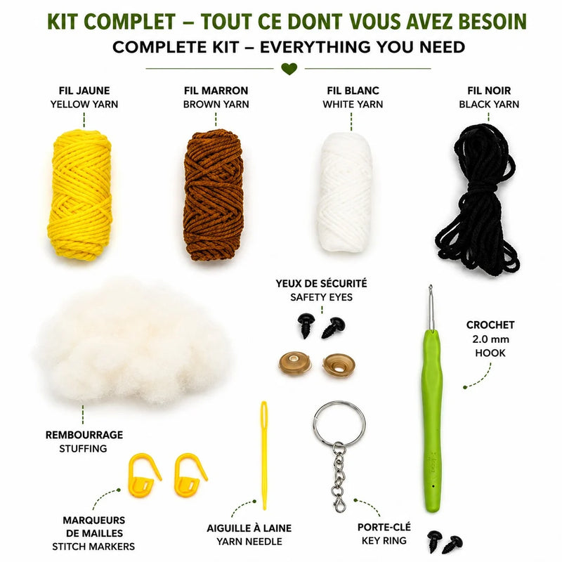Broderie - KIT DE PORTE-CLÉS AU CROCHET À FAIRE SOI-MÊME BANANA BUDDY