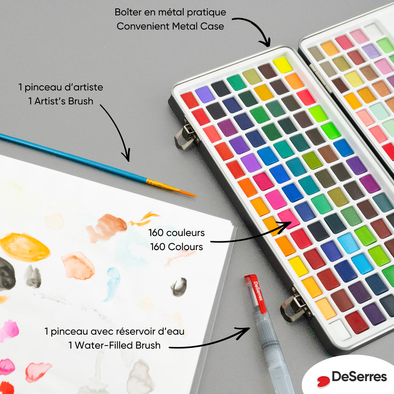 WATERCOLOUR KIT- 160 HALF PANS