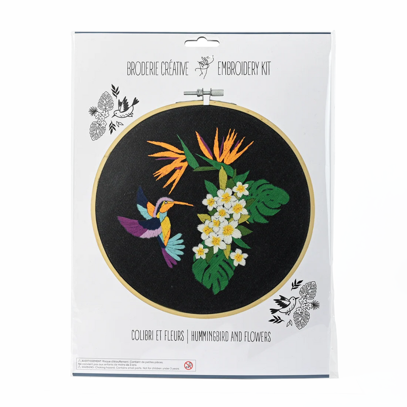 Broderie - KIT DE BRODERIE COLIBRI ET FLEURS