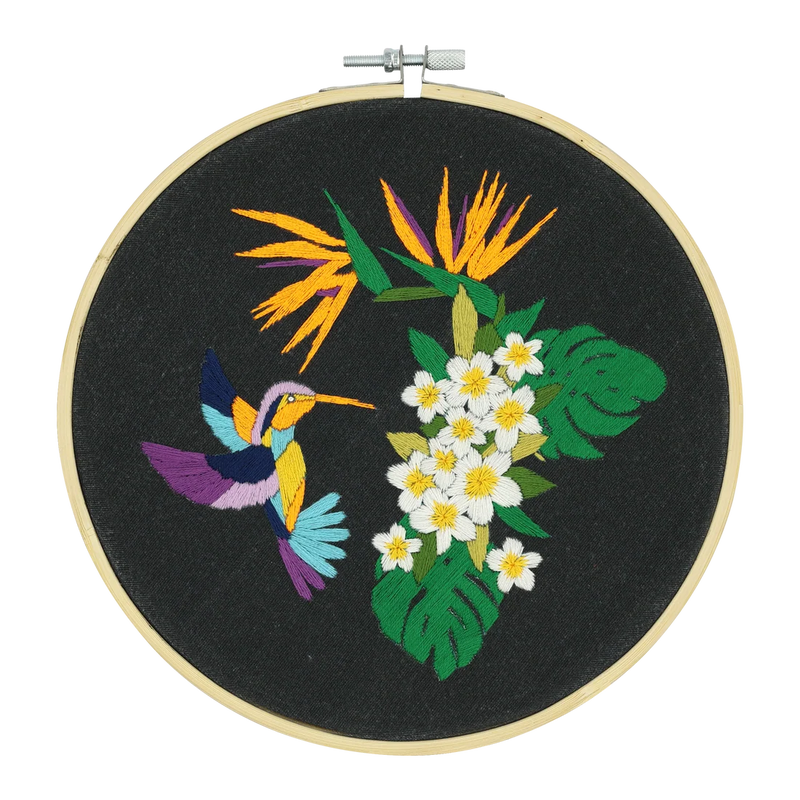 Broderie - KIT DE BRODERIE COLIBRI ET FLEURS
