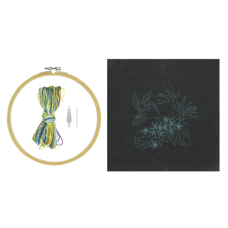 Broderie - KIT DE BRODERIE COLIBRI ET FLEURS