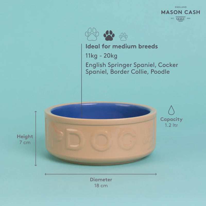 Mason Cash - PETWARE - Lettered Dog Bowl, Cane & Blue