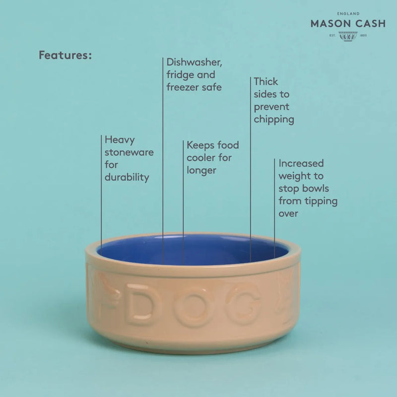 Mason Cash - PETWARE - Lettered Dog Bowl, Cane & Blue