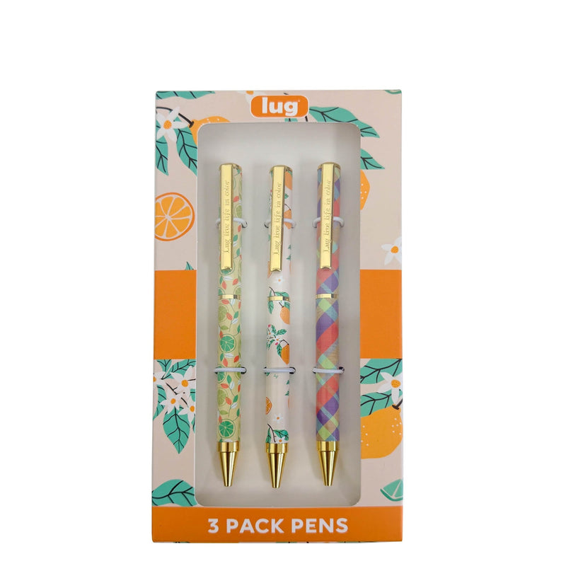 LUG - Scribble - Ballpoint Pens - 3-Piece Set - Citrus Plaid