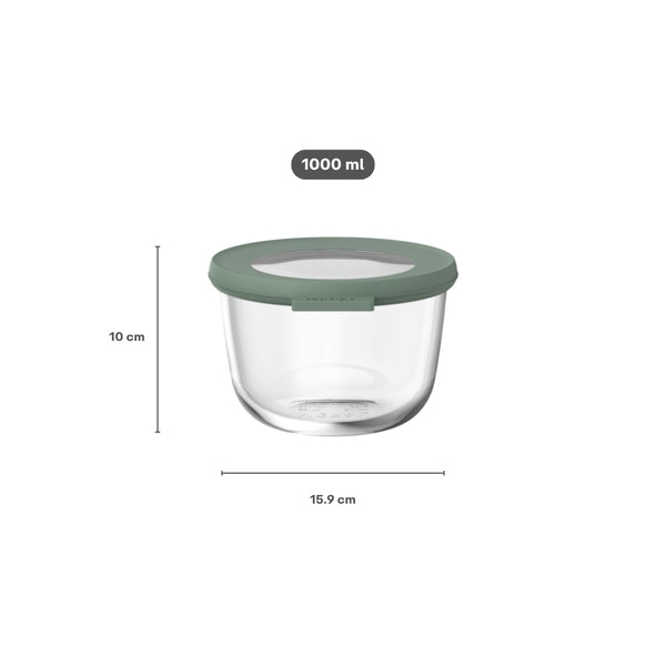 MEPAL - Cirqula 1000 mL Round Glass Food Storage Container – Nordic Sage