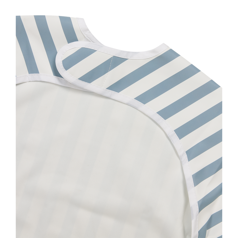 Meyco Baby Sleeved Baby Bib – Fat Stripe Jeans Blue – additional product detail or lifestyle view